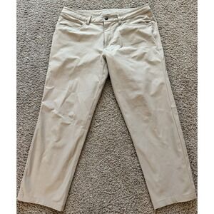 Lululemon Men's ABC Classic Fit Pants 33W X 26"short Tan Warpstreme Performance